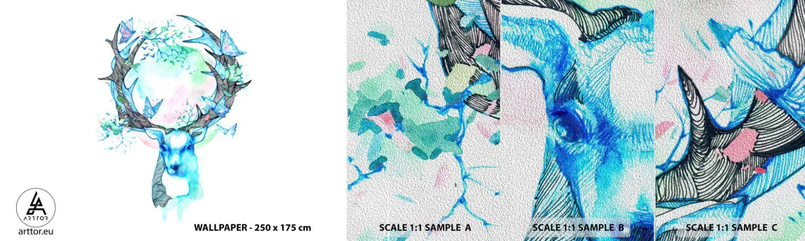 Provbit av fototapet Premium Sand - Naturens styrka och mildhet - Abstraktion, Rådjur, Natur - 100x30 cm