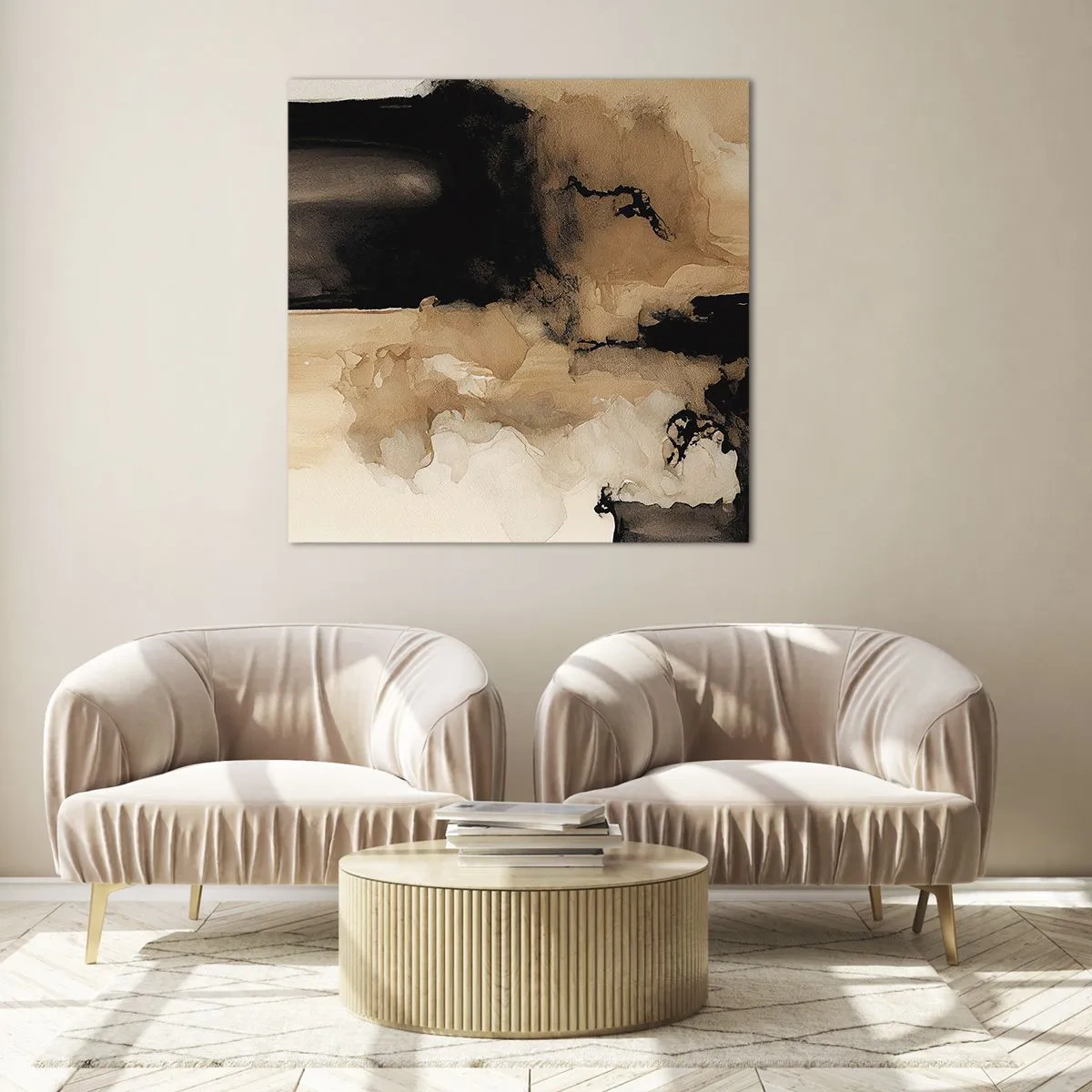 Glastavla - Bild på glas - Intrigerande abstraktion - 60x60 cm