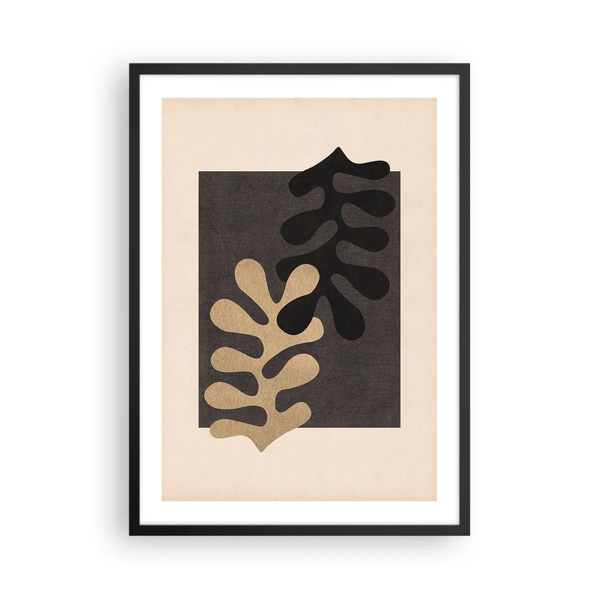 Affisch i svart ram - Minimalistisk abstrakt grafik med organiska former - 50x70cm - Brist och komplettering - Modern väggdekoration för vardagsrum och sovrum ARTTOR