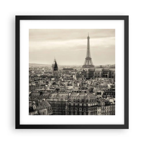 Affisch i svart ram - Över Paris tak - 40x40 cm