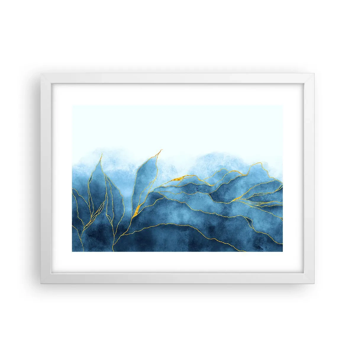 Affisch i vit ram - Blått i guld - 40x30 cm