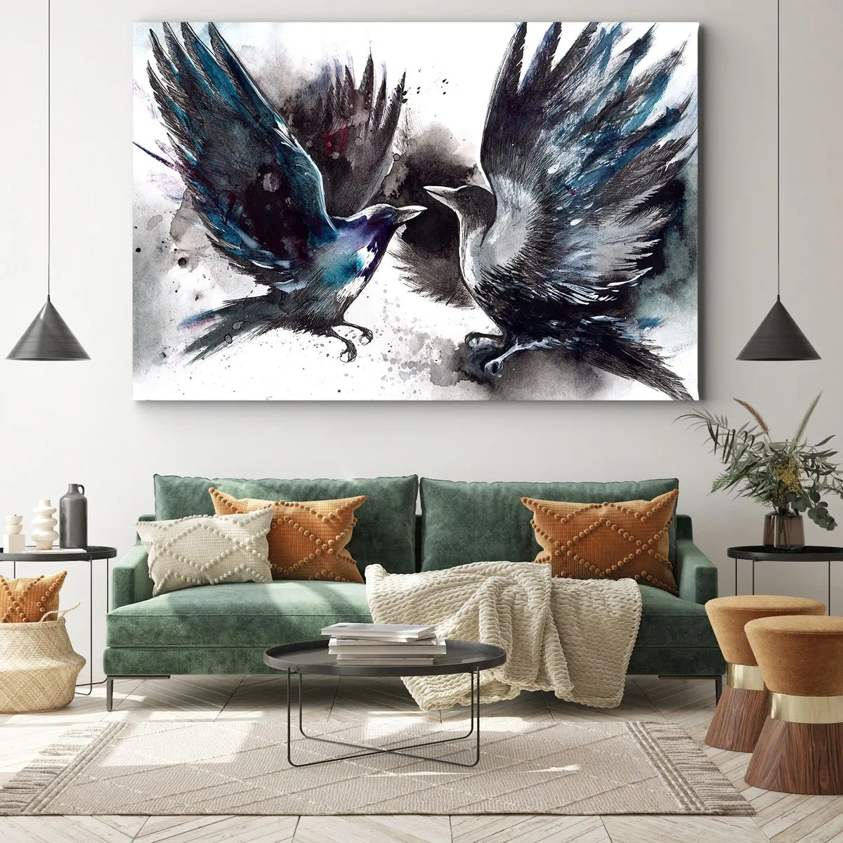 Canvastavla - Bild på duk - Som två korpar... - 100x70 cm