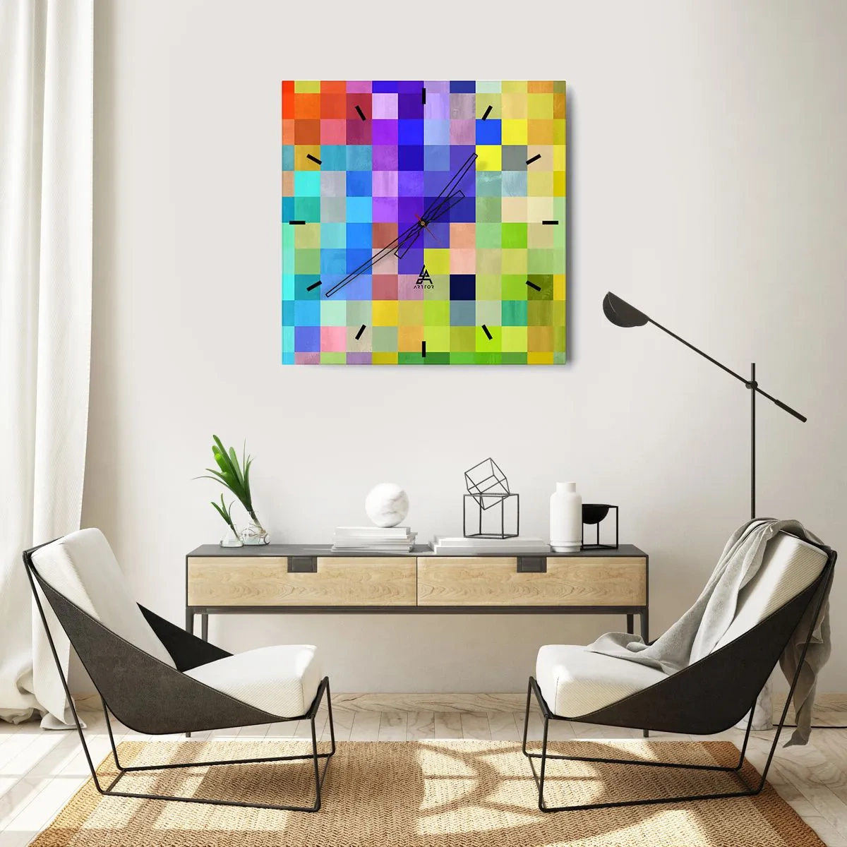 Väggklocka - Klocka på glas - Alla olika, alla jämna - 30x30 cm