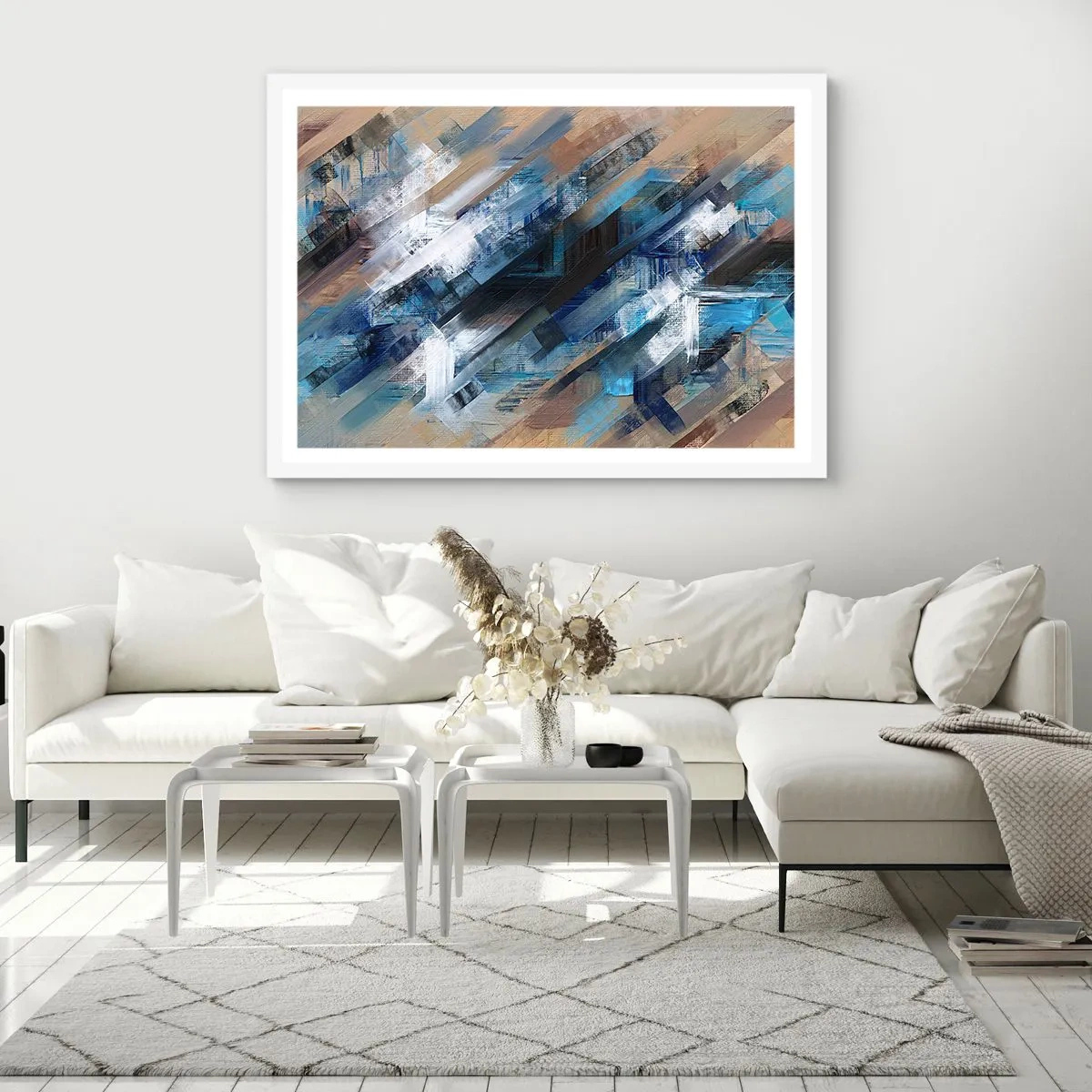 Affisch i vit ram - På en blå sluttning - 70x50 cm