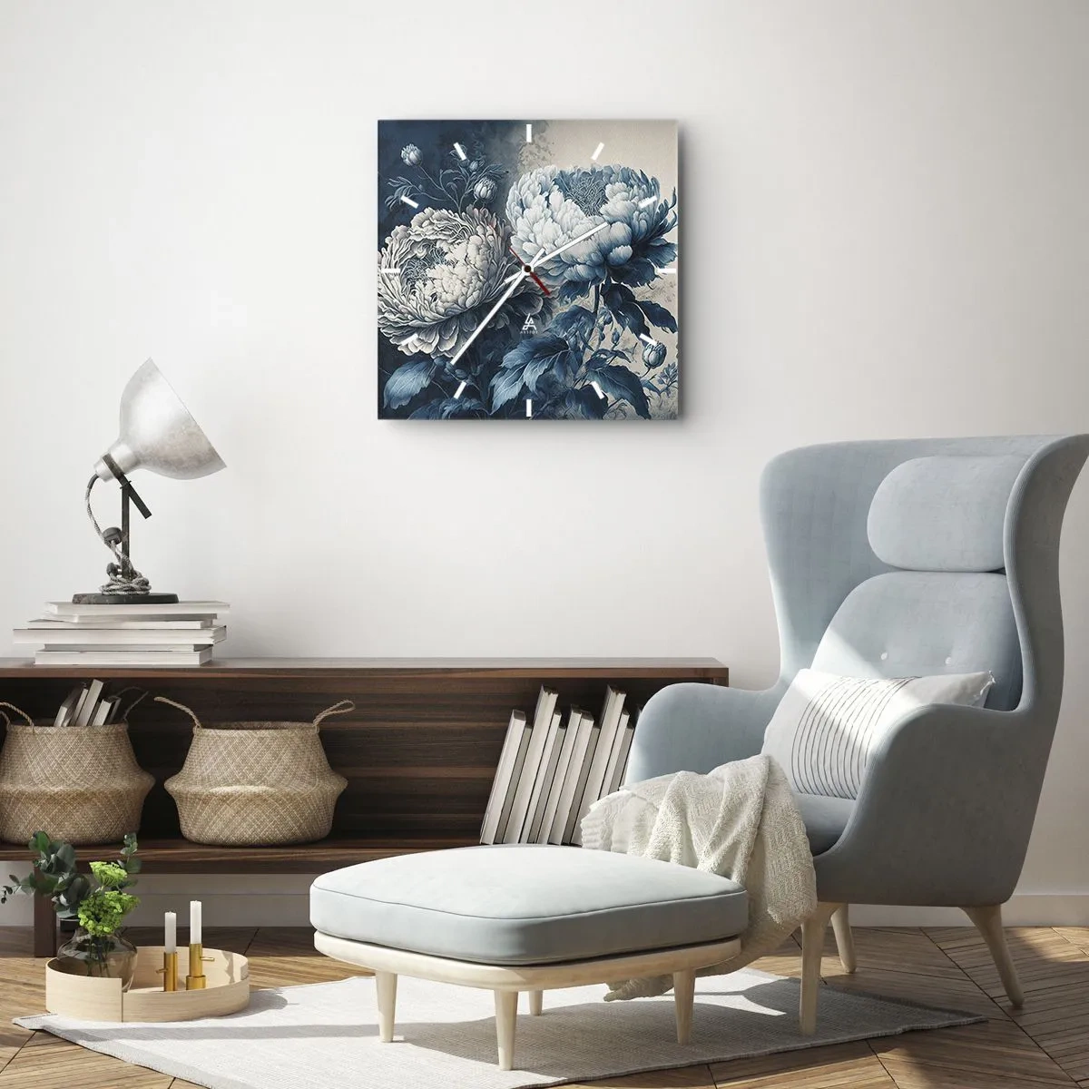 Väggklocka - Klocka på glas - Ett väl matchat par - 40x40 cm