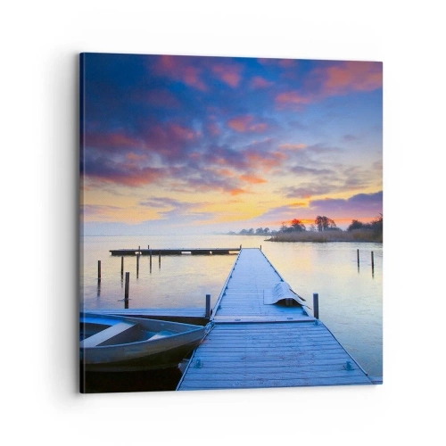 Canvastavla - Bild på duk - Violet-guld ro - 70x70 cm