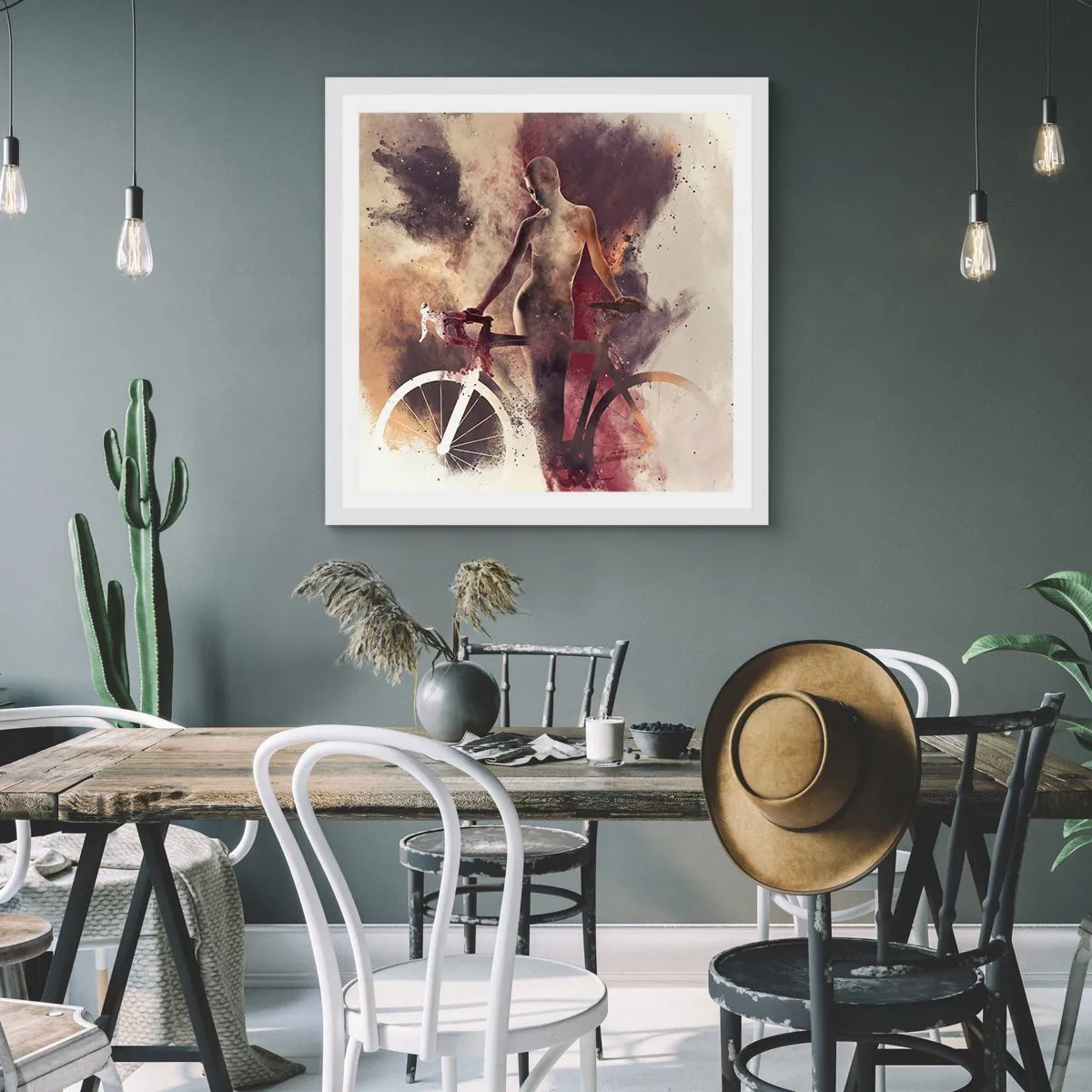 Affisch i vit ram - Cyklelsjäl i marmorform - 60x60 cm