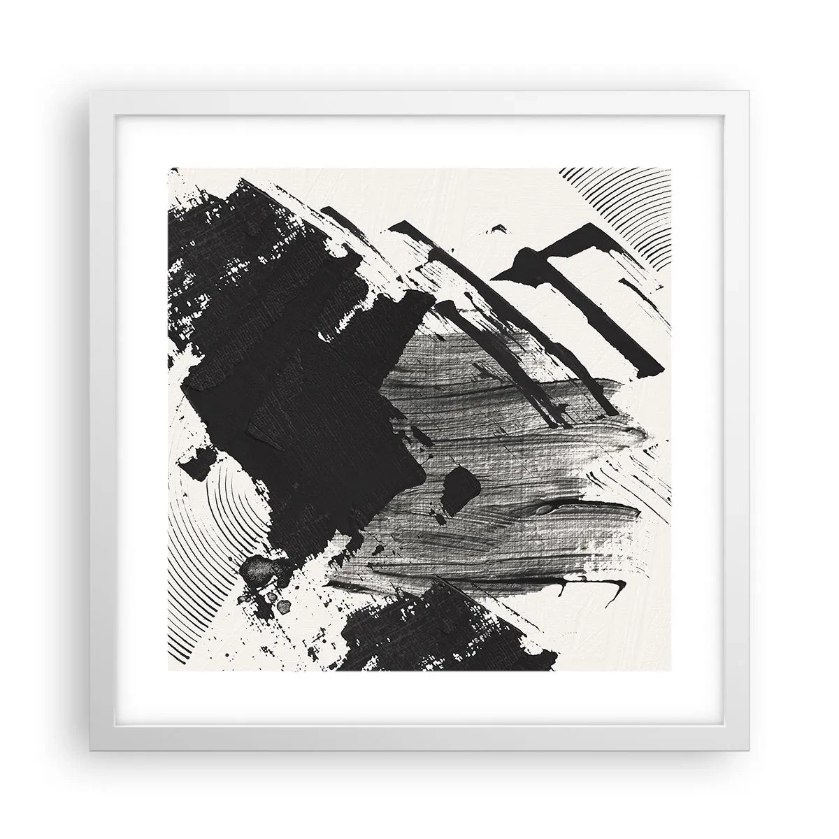 Affisch i vit ram - Abstraktion - uttrycket av svart - 40x40 cm