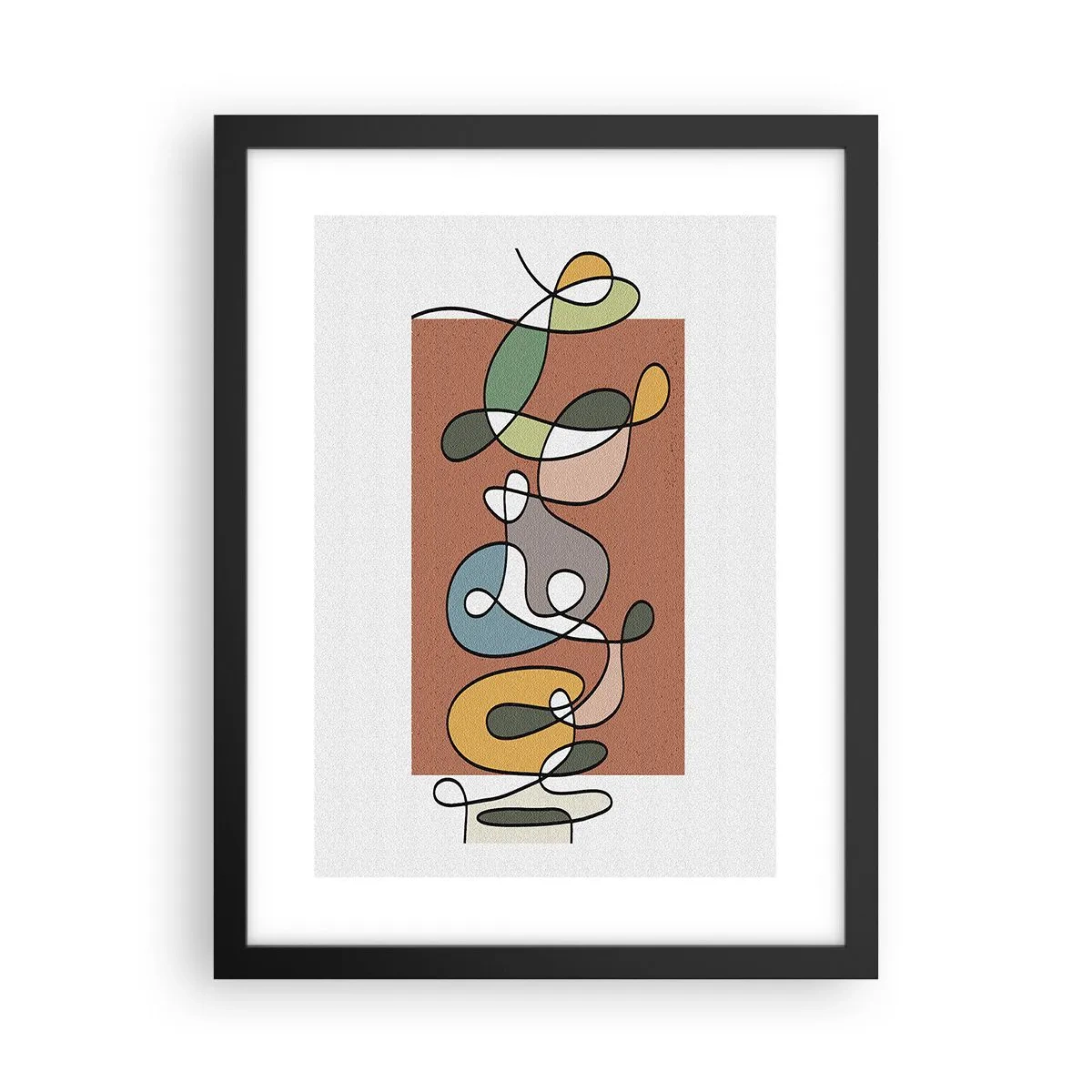 Affisch i svart ram - Abstraktion: en färgglad dans - 30x40 cm