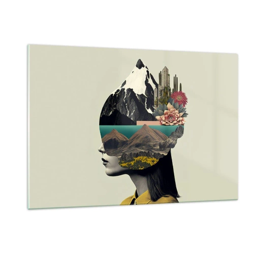 Glastavla - Bild på glas - Kvinnan - alltid ett mysterium - 120x80 cm