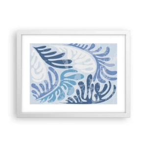 Affisch i vit ram - Blåa ormbunkar - 40x30 cm