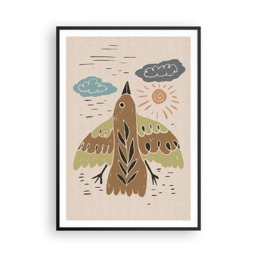 Affisch i svart ram - Glädjefylld flygning - 70x100 cm