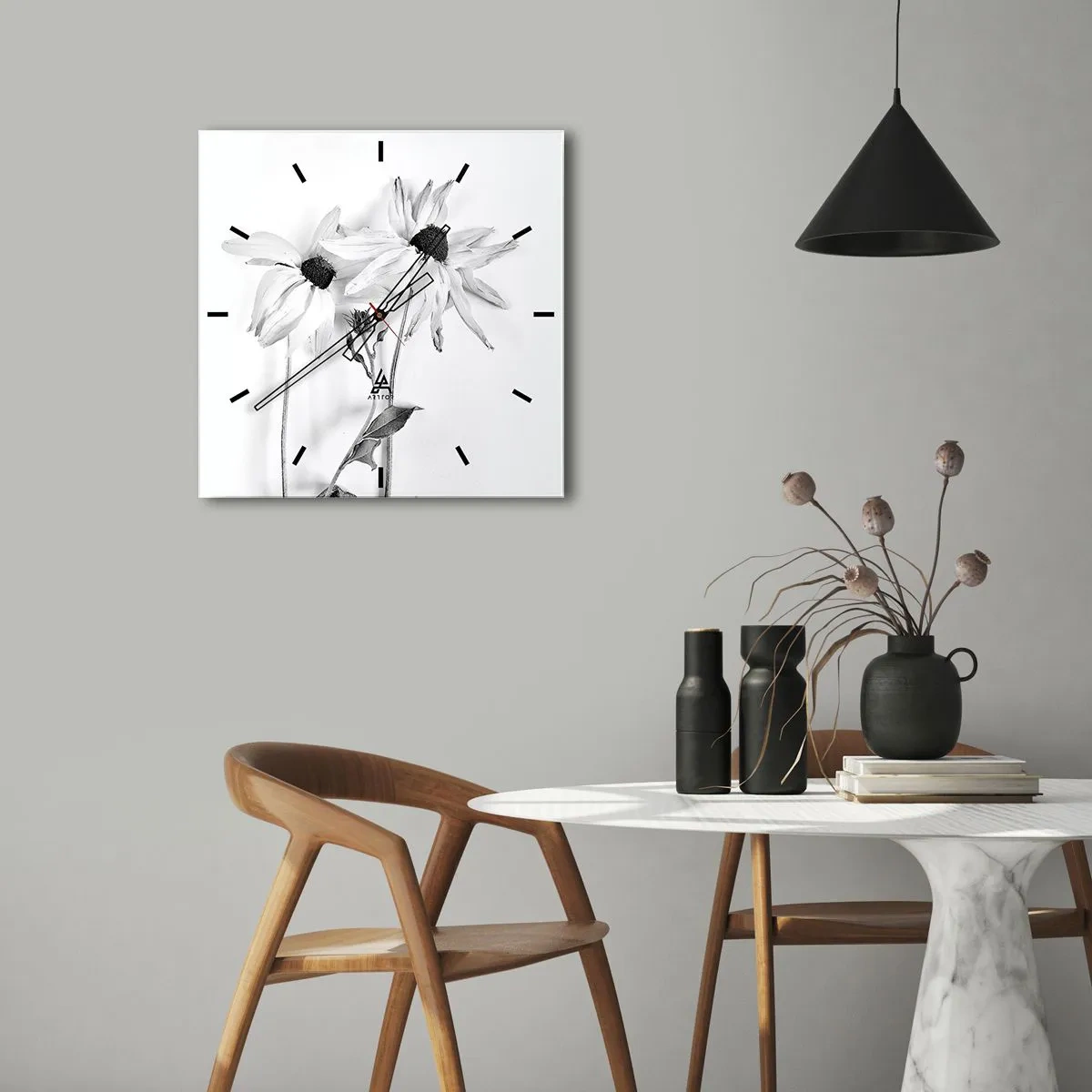 Väggklocka - Klocka på glas - Ingen vill vara ensam - 40x40 cm