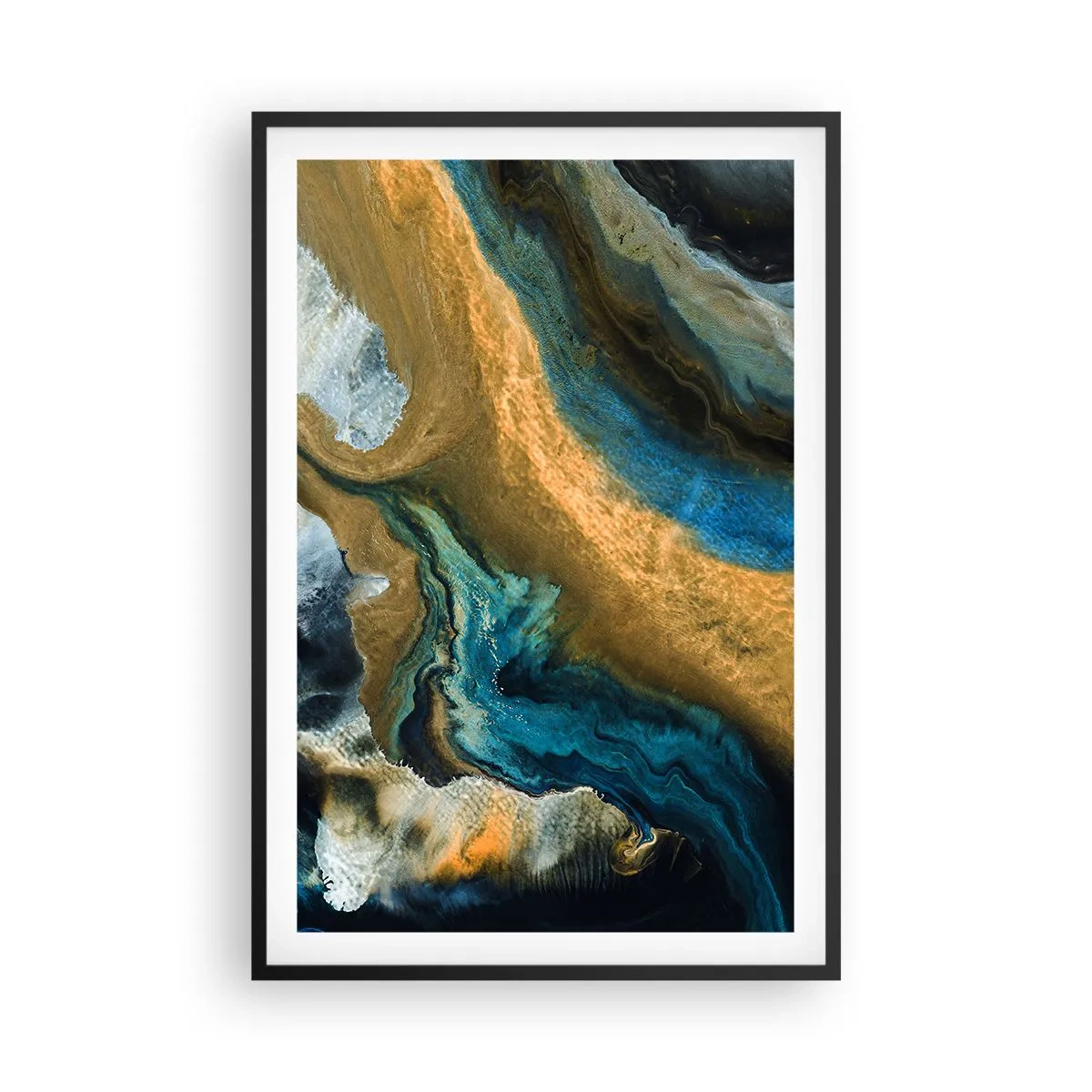 Affisch i svart ram - Blå – gul – ömsesidiga influenser - 61x91 cm