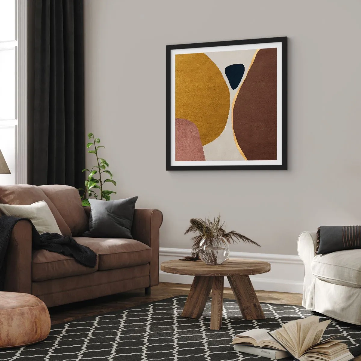 Affisch i svart ram - Abstraktion - en plats i rymden - 40x40 cm