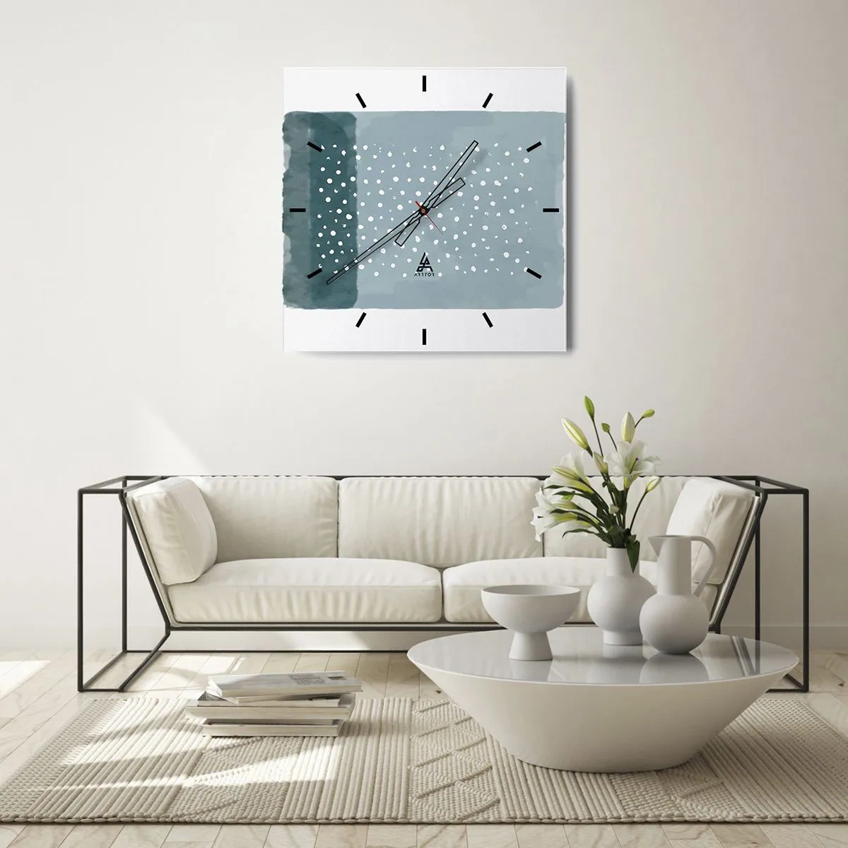 Väggklocka - Klocka på glas - Uppstådda ur det blåa - 40x40 cm