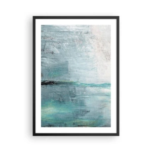 Affisch i svart ram - Abstrakt landskap i nyanser av blått och grått - 50x70cm - Horisontellt i blått - Modern väggdekoration för vardagsrum och sovrum ARTTOR