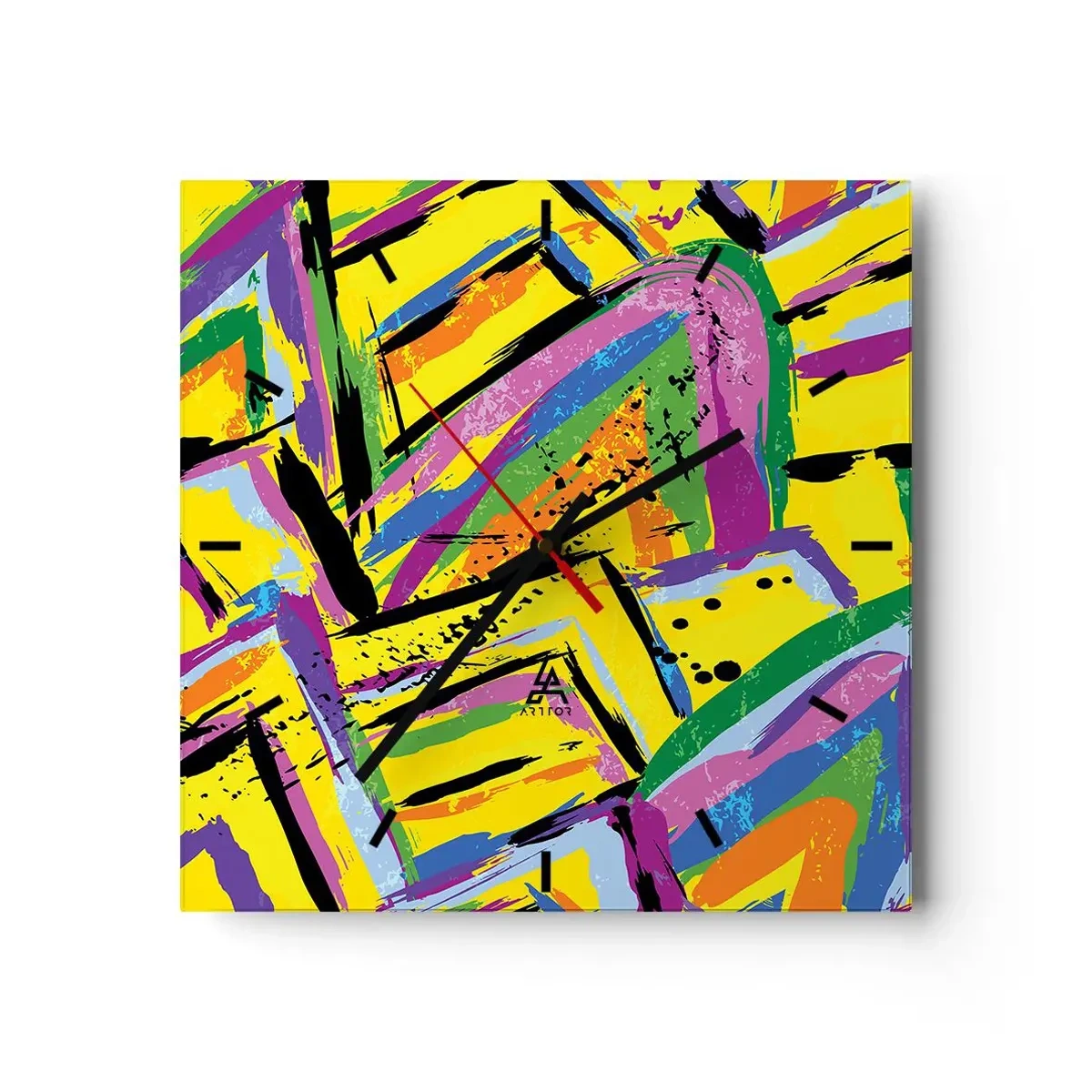 Väggklocka - Klocka på glas - Skriker av glädje - 30x30 cm