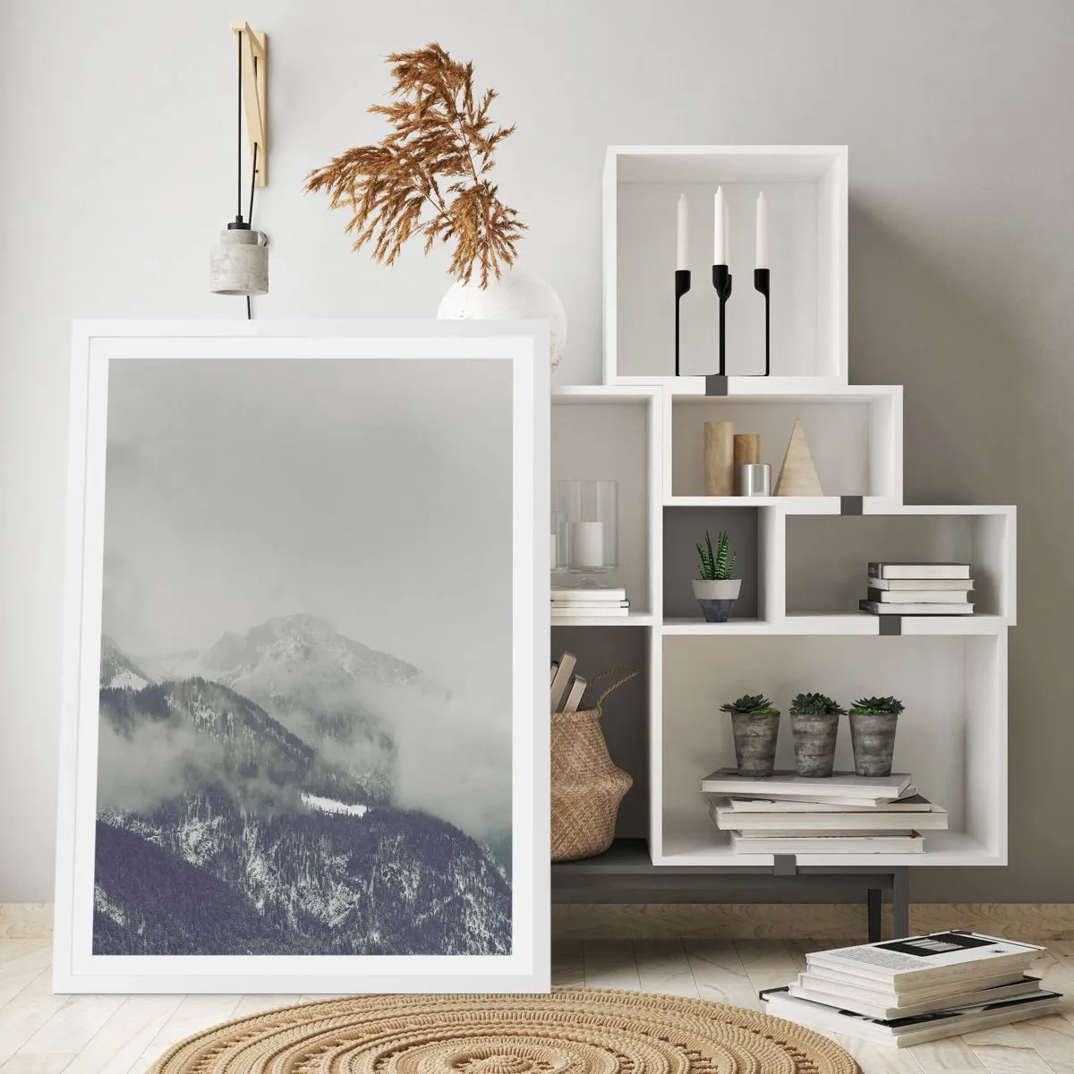 Affisch i vit ram - Dimmig dal - 30x40 cm
