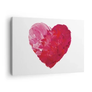 Canvastavla - Bild på duk - Ett rosa och rött hjärta målat med en pensel - 70x50cm - All you need is love - Modern väggdekoration för vardagsrum och sovrum ARTTOR