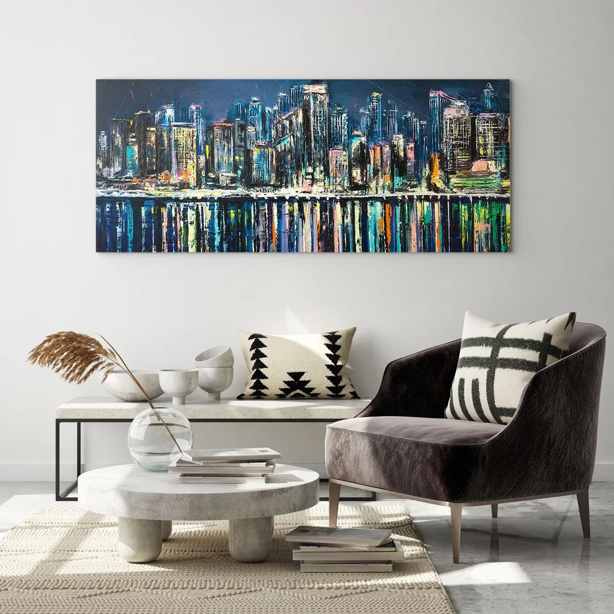Glastavla - Bild på glas - Ljuskaskad - 100x40 cm