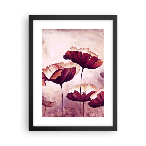 Affisch i svart ram - Röd och vit flinga - 30x40 cm