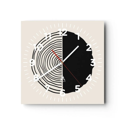 Väggklocka - Klocka på glas - Hälften hälften - 30x30 cm