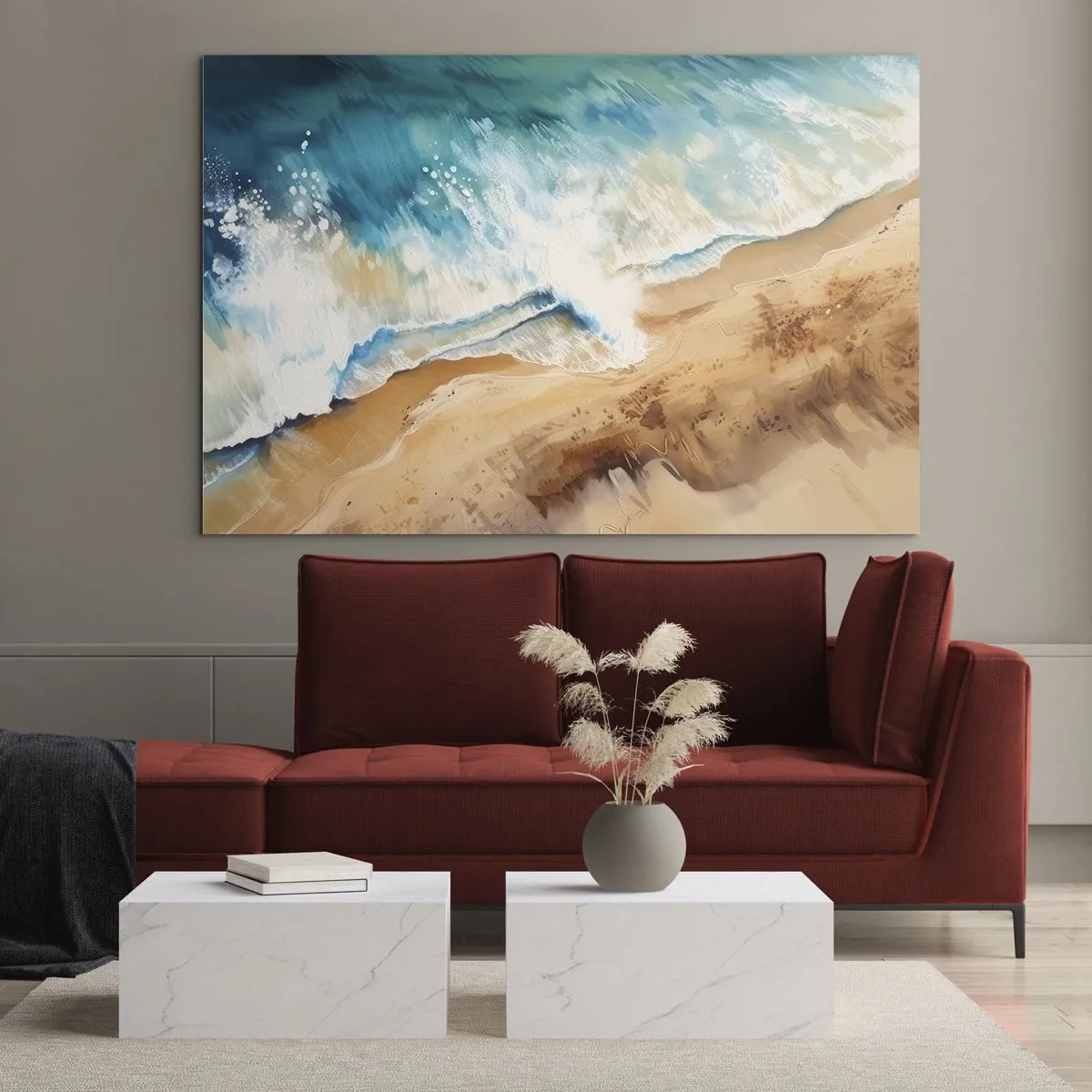 Glastavla - Bild på glas - Den återkommande vågen - 120x80 cm