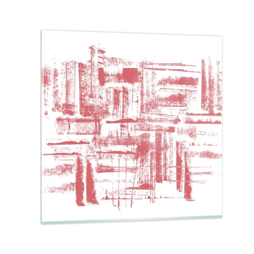 Glastavla - Bild på glas - Röd stad - 50x50 cm
