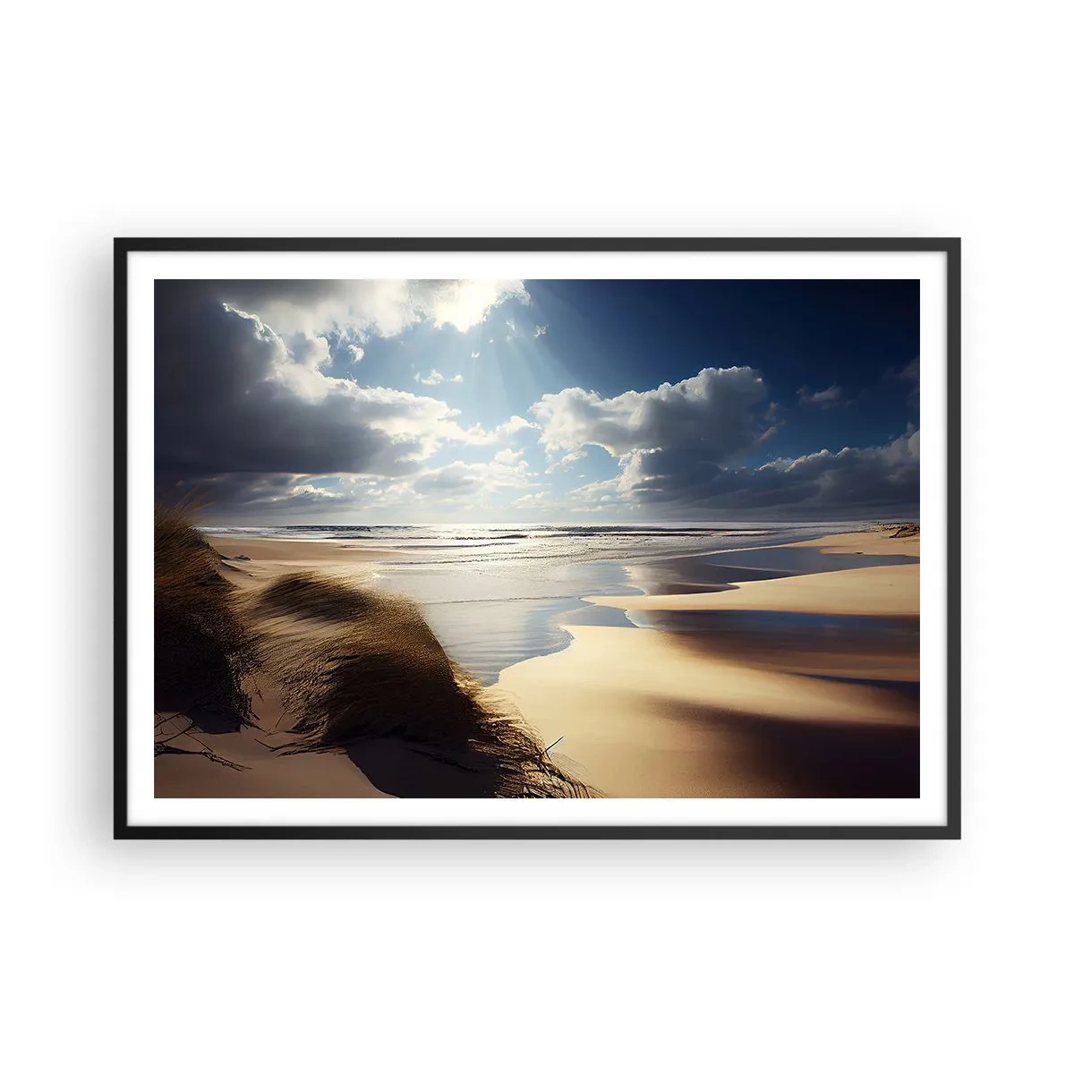 Affisch i svart ram - Strand, vild strand - 100x70 cm