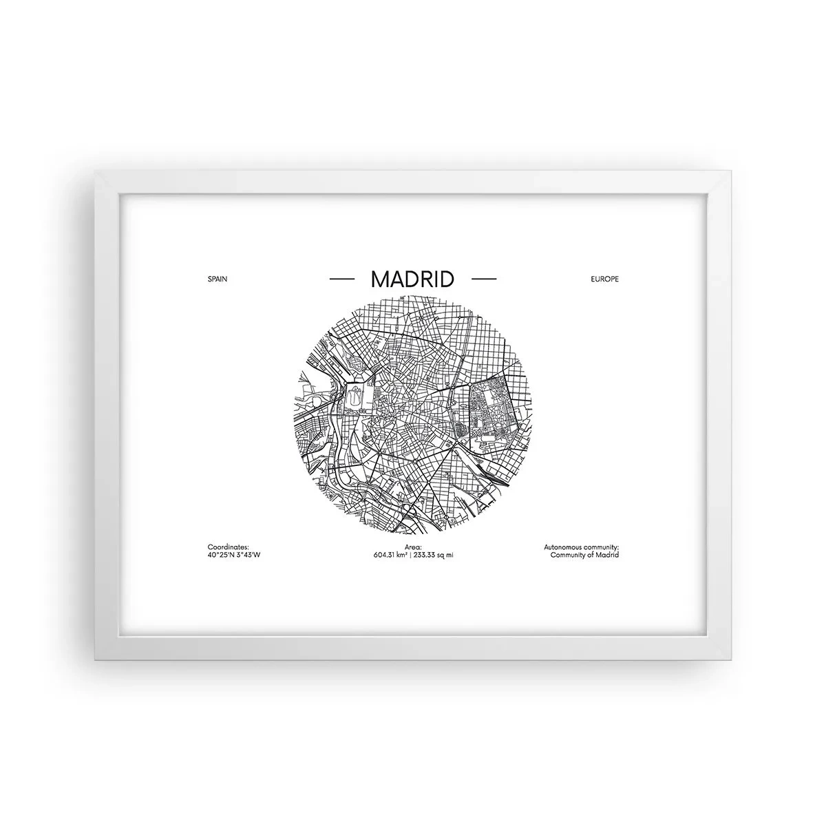 Affisch i vit ram - Madrids anatomi - 40x30 cm