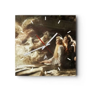 Väggklocka - Klocka på glas - Och så blev det poesi - 40x40 cm