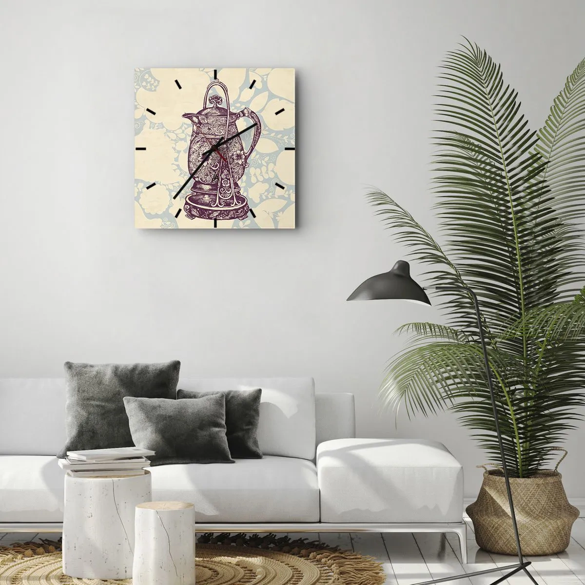 Väggklocka - Klocka på glas - Skönhet av det vardagliga livet - 40x40 cm