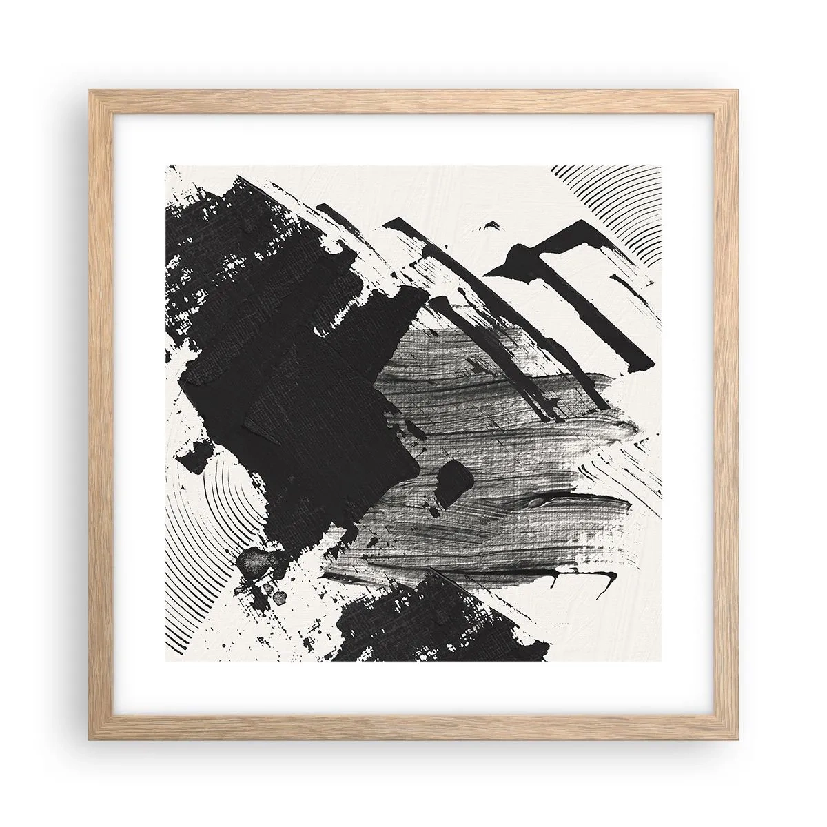 Affisch i ram av ljusek - Abstraktion - uttrycket av svart - 40x40 cm