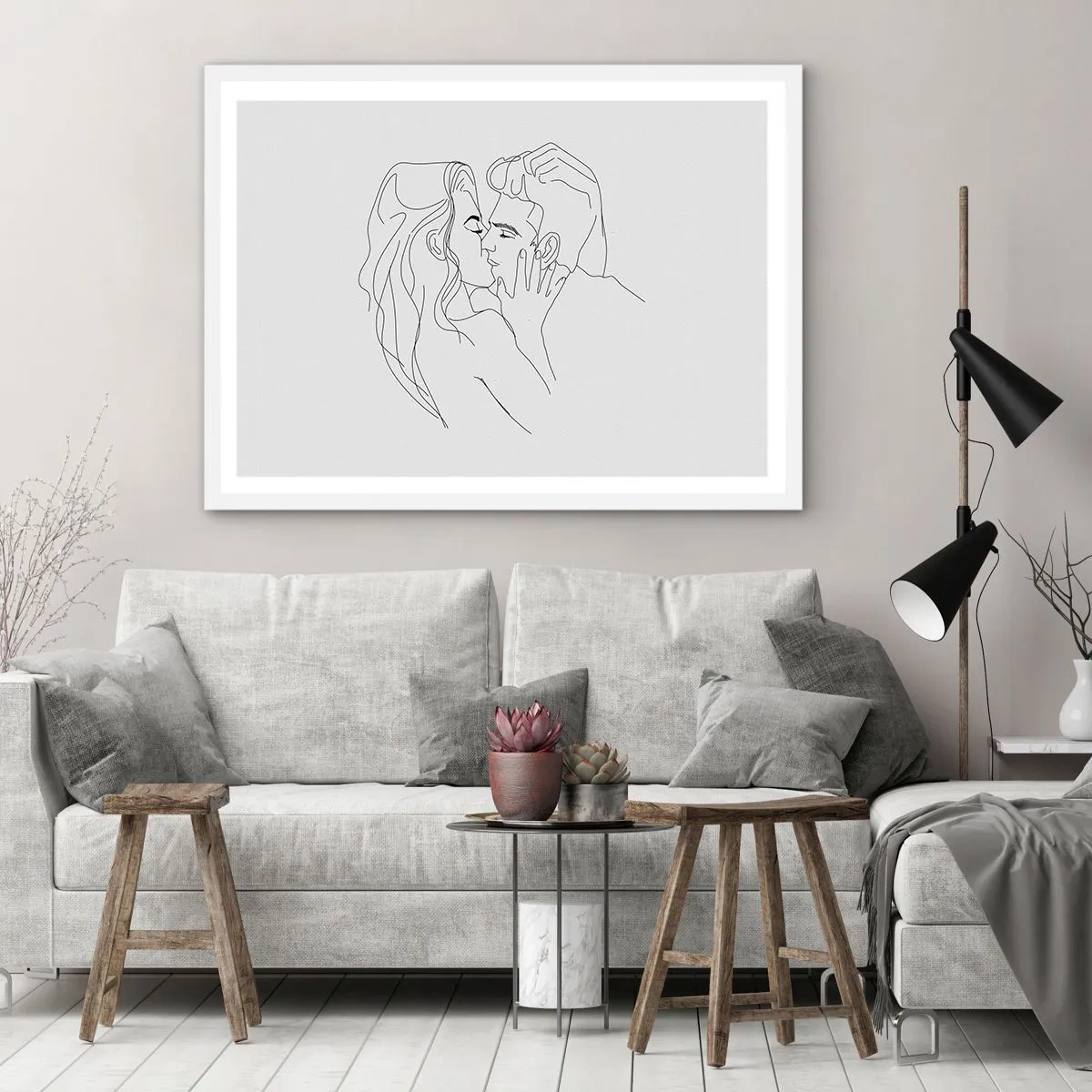 Affisch i vit ram - Med samma streck - 40x30 cm