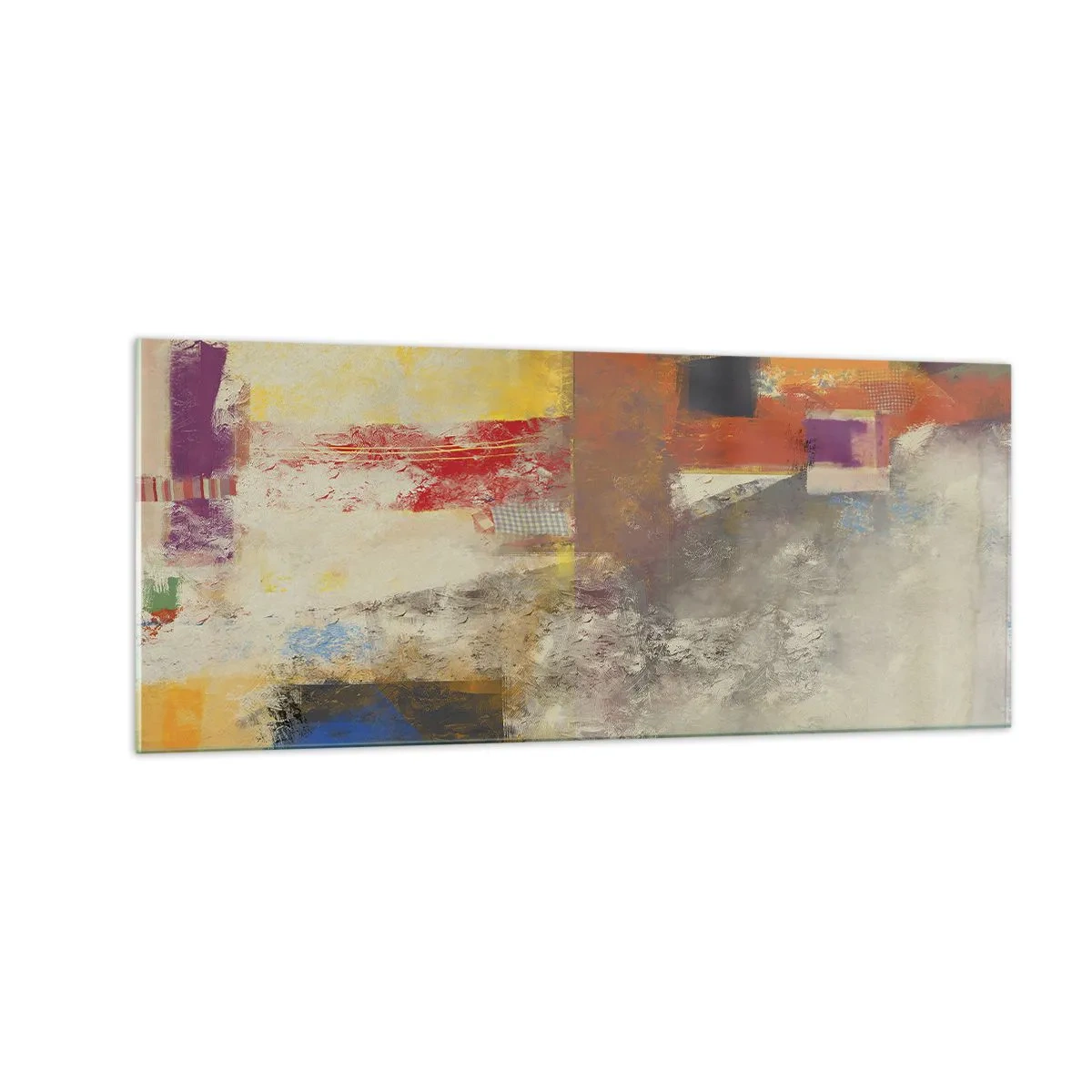 Glastavla - Bild på glas - Färgernas geometri - 100x40 cm