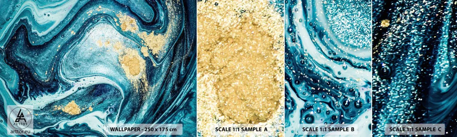 Fototapet Prov Standard Eco - Blå virvel - Abstraktion, Bit, Modernt mönster - 100x30 cm