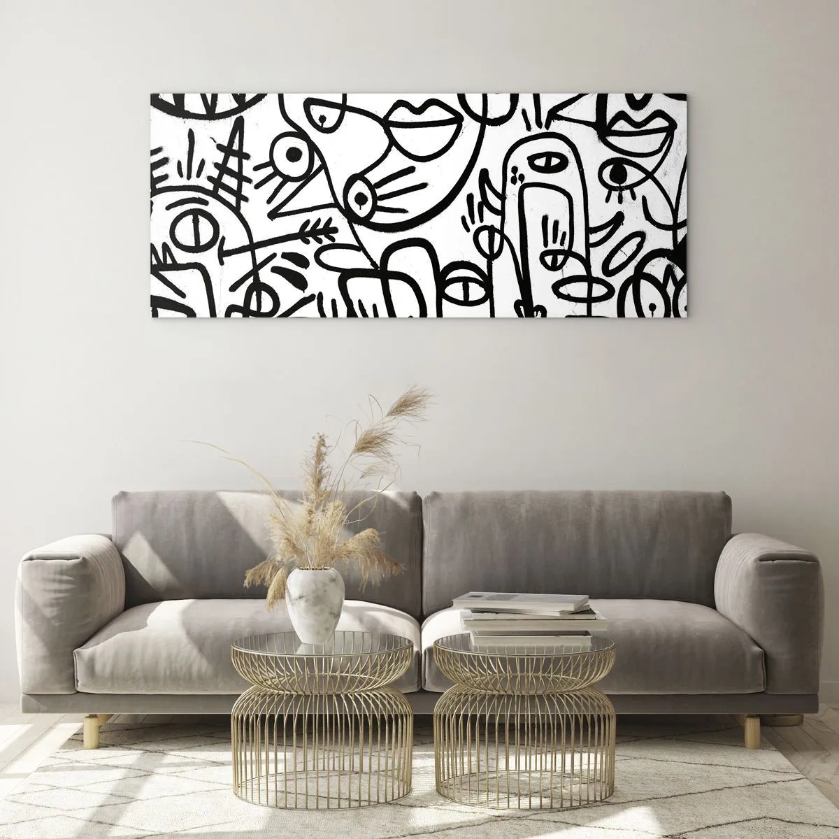 Glastavla - Bild på glas - Ansikten och hägringar - 120x50 cm
