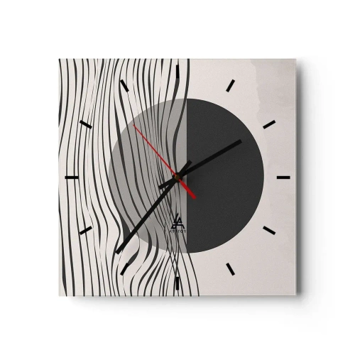 Väggklocka - Klocka på glas - Halvdan komposition - 30x30 cm