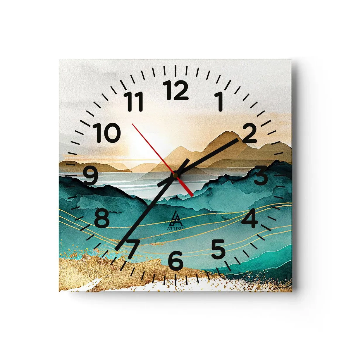 Väggklocka - Klocka på glas - På gränsen till abstraktion - landskap - 30x30 cm
