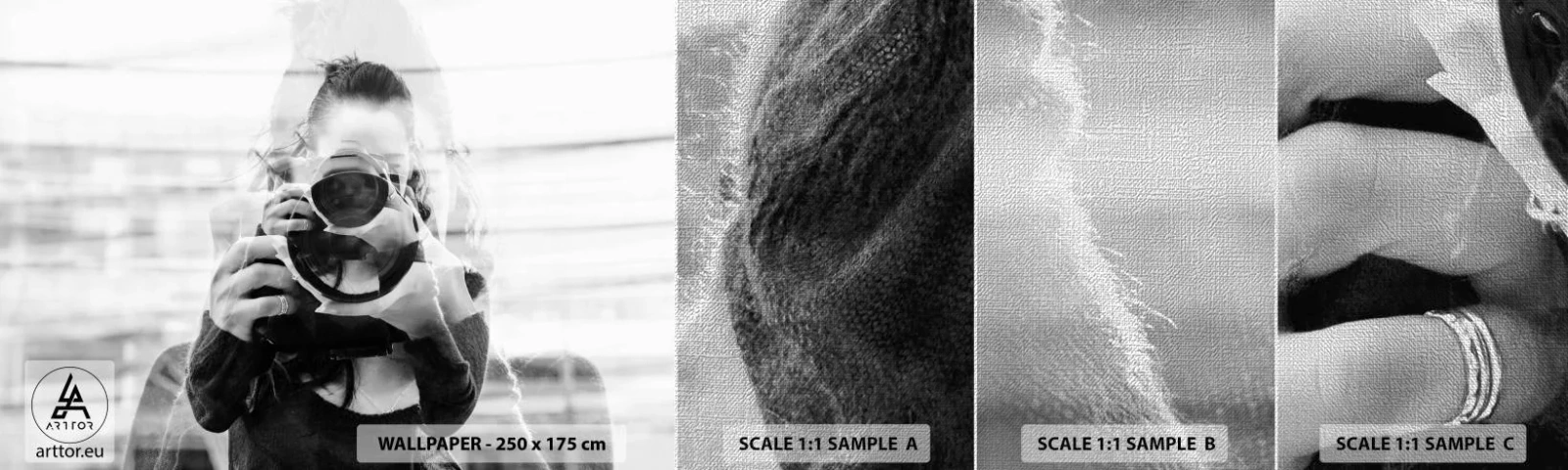 Provbit av fototapet Premium Canvas - Skapare och material - Abstraktion, Fotograf, Kvinna - 100x30 cm