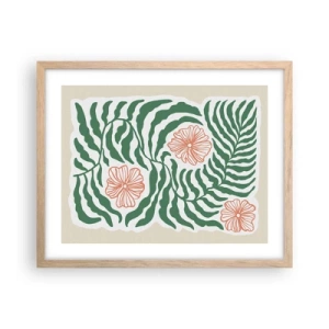 Affisch i ram av ljusek - Blommande i grönt - 50x40 cm