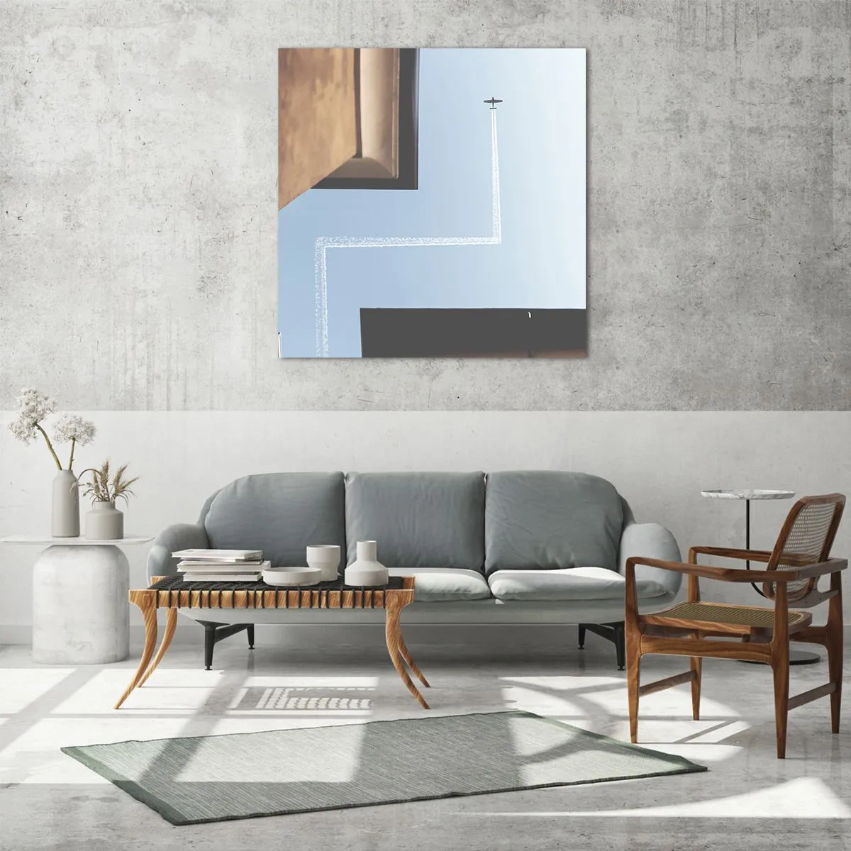 Glastavla - Bild på glas - Ovanför stadens labyrint - 70x70 cm