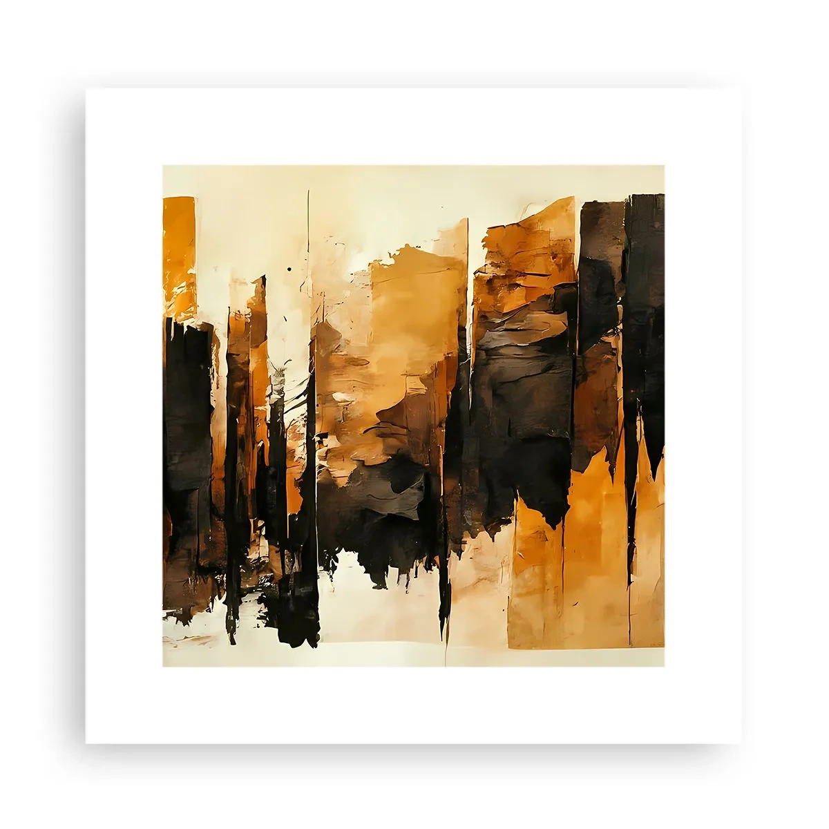Affisch - Harmoni av svart och guld - 30x30 cm