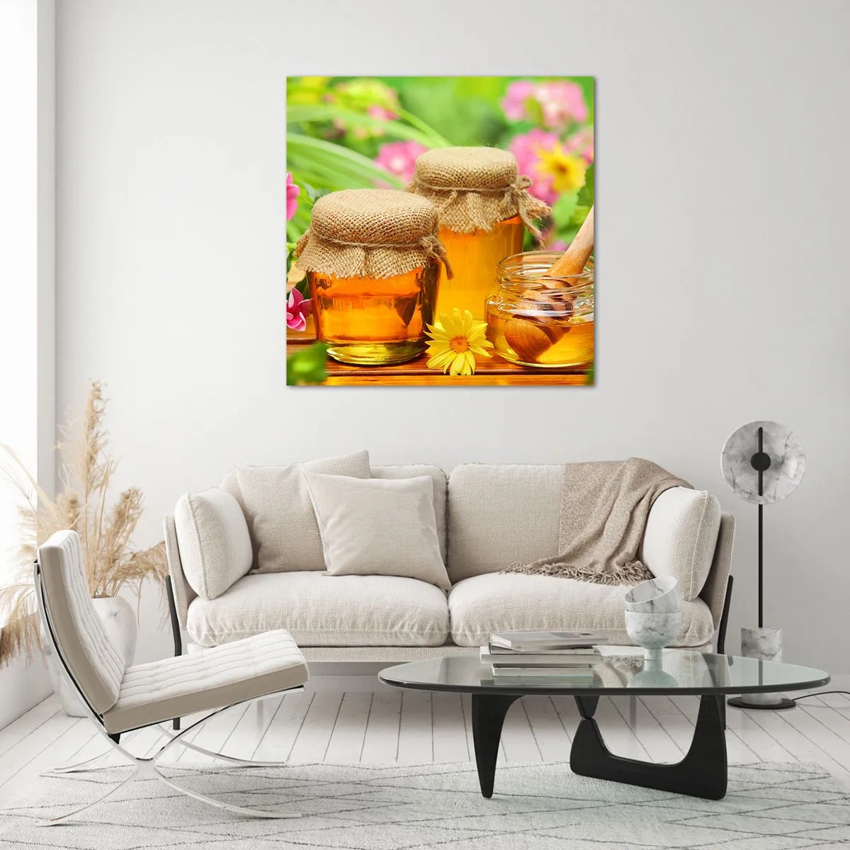 Glastavla - Bild på glas - Sött och blommigt - 60x60 cm