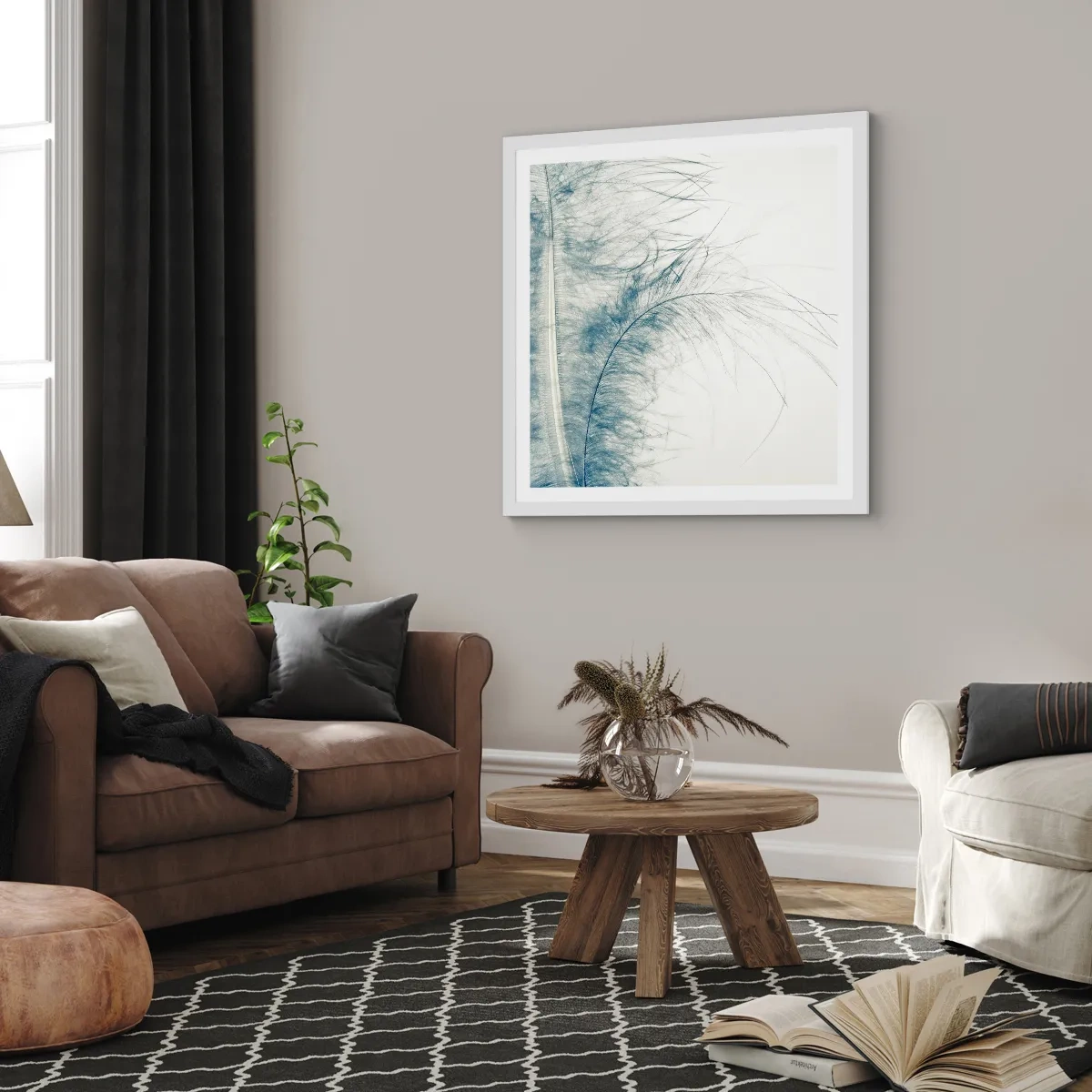 Affisch i vit ram - Naturens viskningar - 40x40 cm