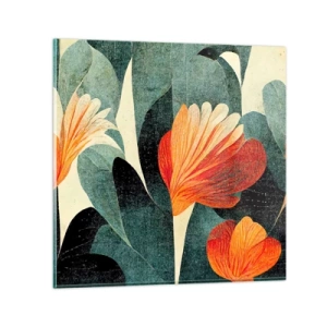 Glastavla - Bild på glas - Värmen i tropikerna och svalkan i grönskan - 50x50 cm