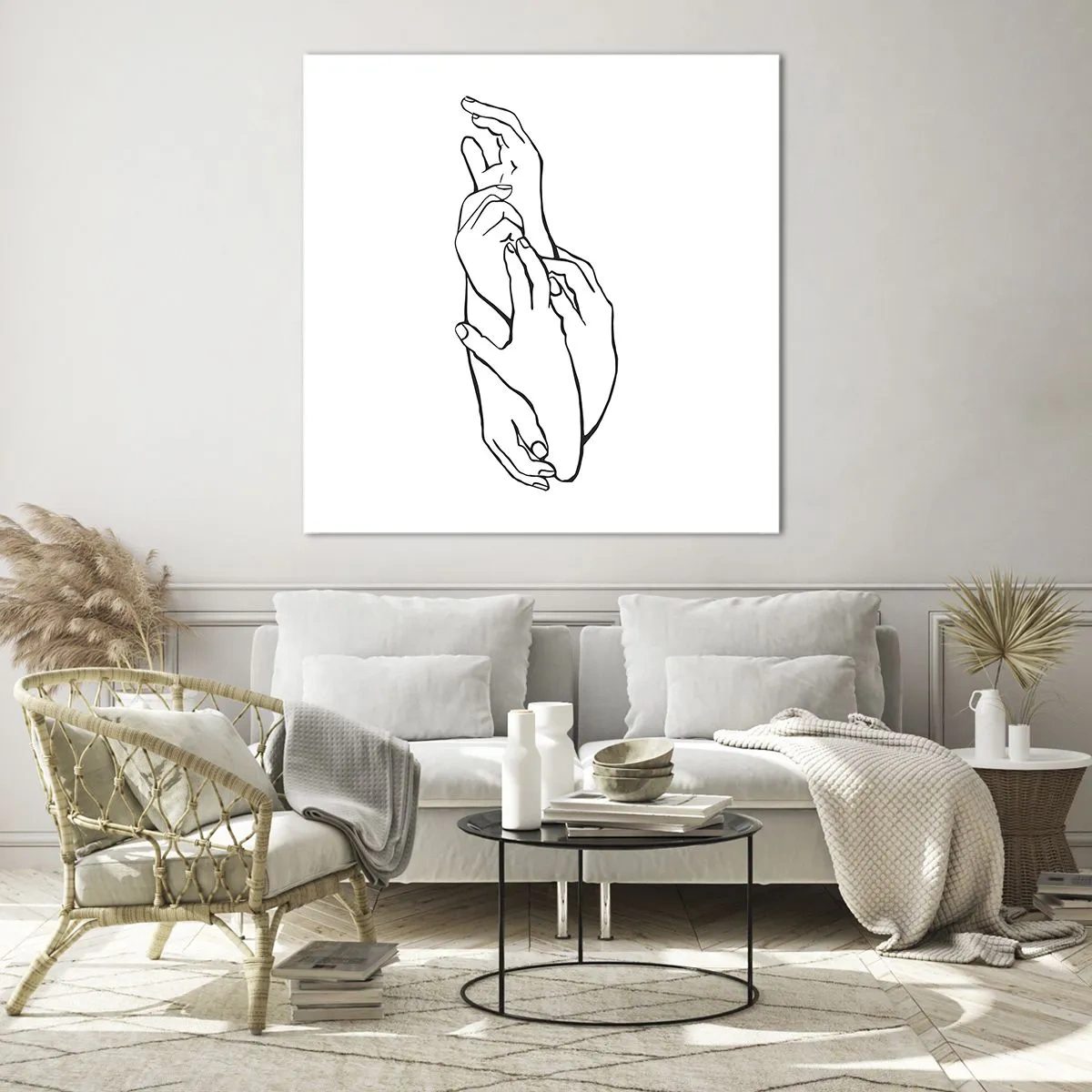 Glastavla - Bild på glas - Hand i hand - 40x40 cm