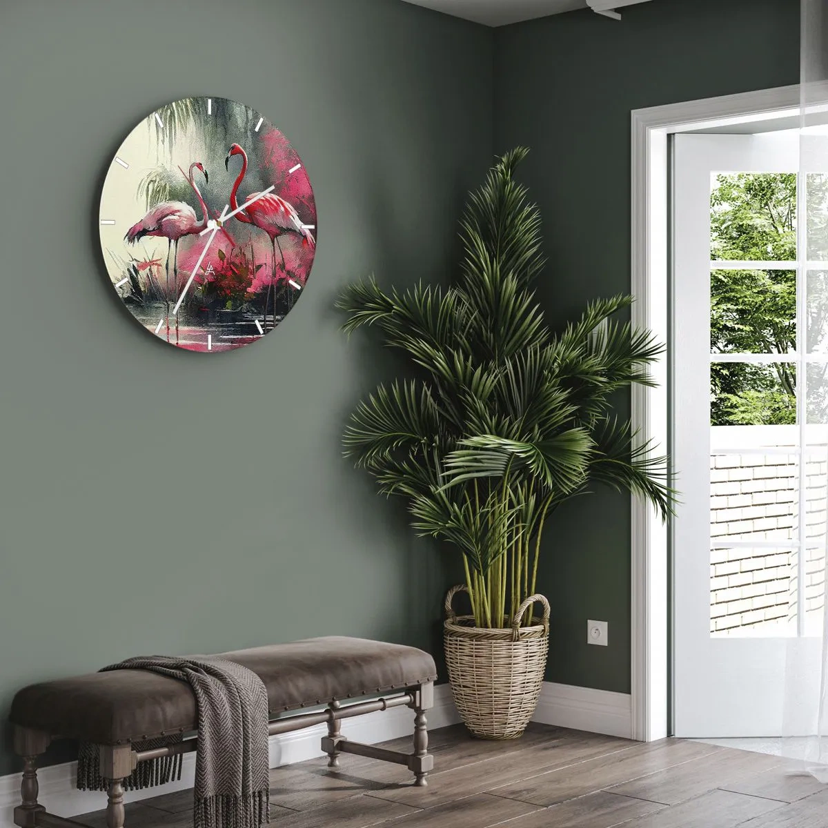 Väggklocka - Klocka på glas - En lektion i naturlig charm - 40x40 cm