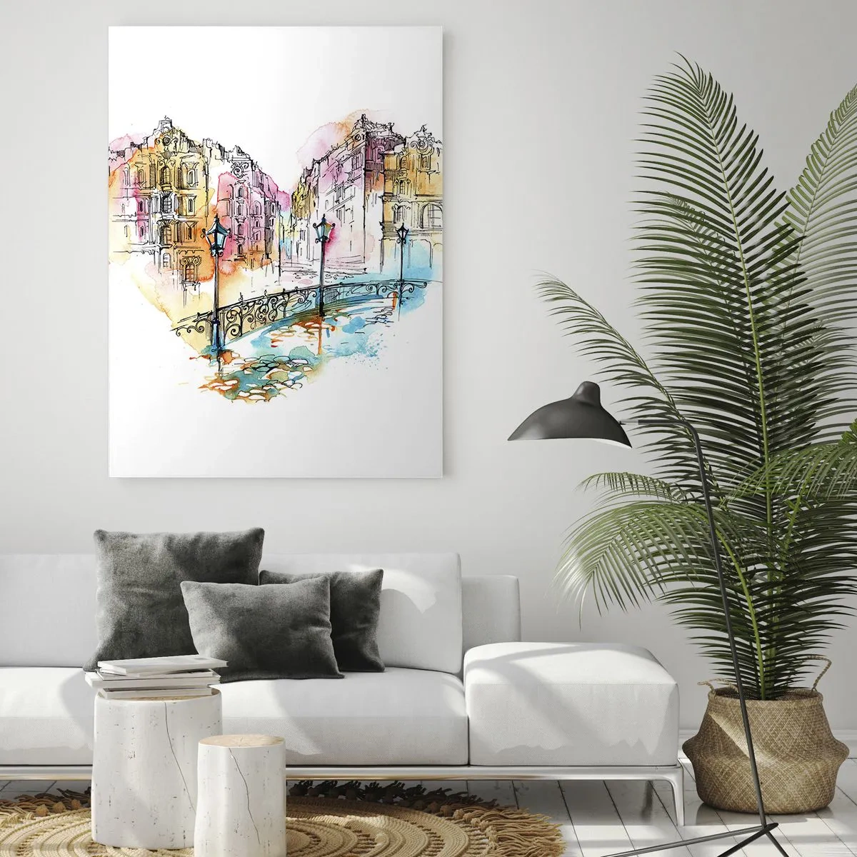 Glastavla - Bild på glas - Stadens hjärta - 50x70 cm